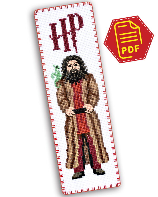 Counted Cross Stitch Bookmark Pattern "Professor of Hogwarts: Rubeus Hagrid" - Download in PDF