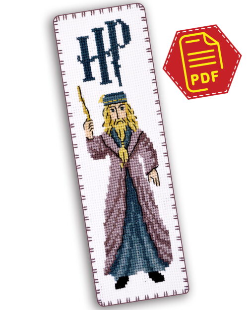 Free Bookmark cross stitch pattern "Dumbledore - Headmaster of Hogwarts" - Download in PDF