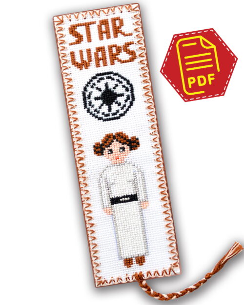 Counted Cross Stitch Pattern of Bookmark "Star Wars: Princess Leia" - Download in PDF