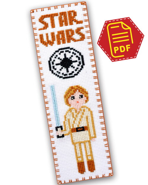 Counted Cross Stitch Pattern of Bookmark "Star Wars: Luke Skywalker" - Download in PDF