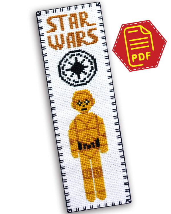 Counted Cross Stitch Pattern of Bookmark "Star Wars: C-3PO" - Download in PDF