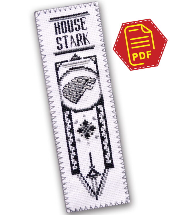 Counted Cross Stitch Pattern of Bookmark "Game of Thrones: House Stark" - Download in PDF