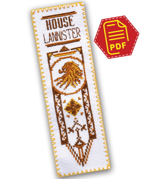 Free Counted Cross Stitch Pattern of Bookmark "Game of Thrones: House Lannister" - Download in PDF