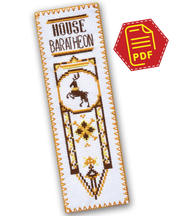 Counted Cross Stitch Pattern of Bookmark "Game of Thrones: House Baratheon" - Download in PDF