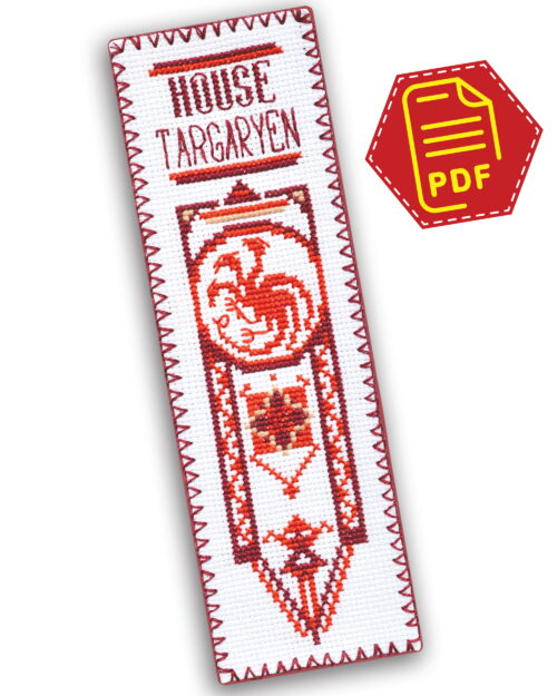 Counted Cross Stitch Pattern of Bookmark "Game of Thrones: House Targaryen" - Download in PDF