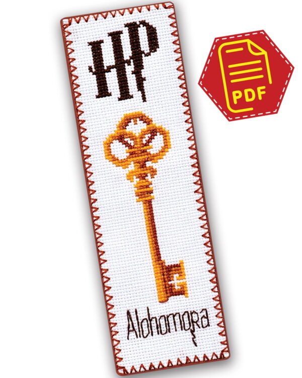 Counted Cross Stitch Bookmark Pattern "Alohomora-Unlocking Charm" - Download in PDF