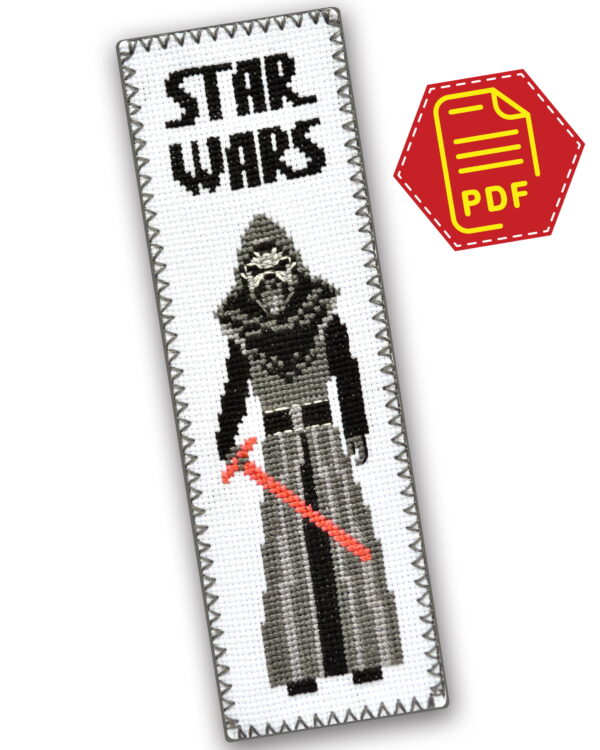 Counted Cross Stitch Pattern of Bookmark "Star Wars: Kilo Ren" - Download in PDF