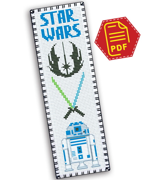 Free Counted Cross Stitch Pattern of Bookmark "Star Wars: R2D2" - Download in PDF