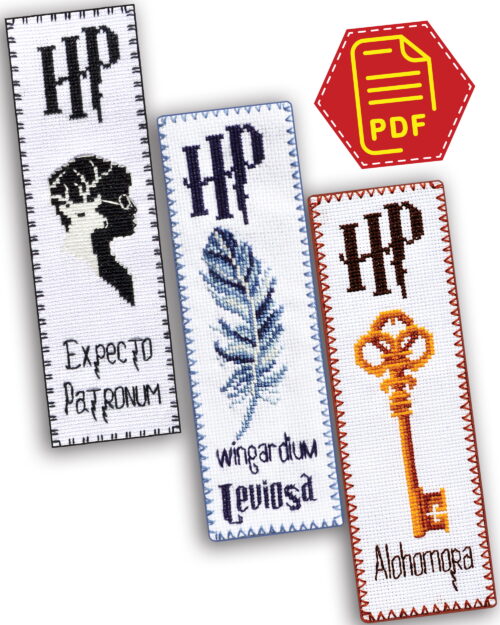 Set of 3 Cross Stitch Bookmark Patterns "Harry Potter: Magic Spells and Charms" - Download in PDF