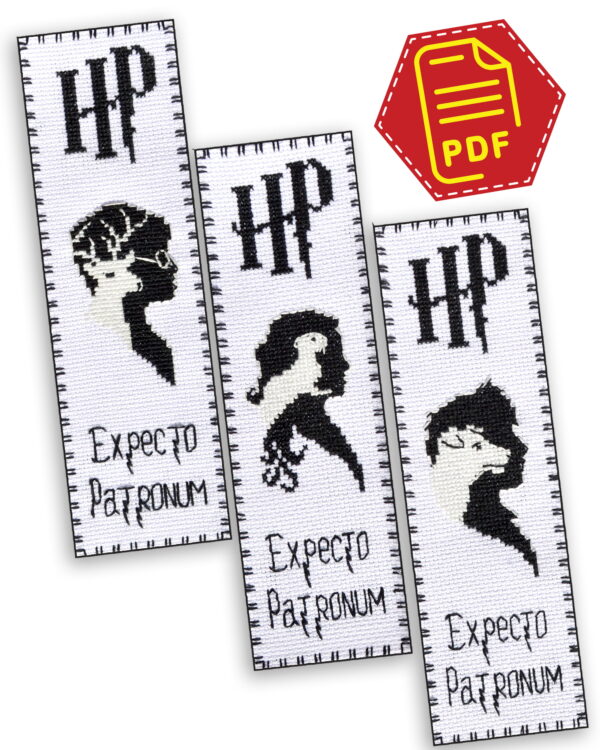 Set of 3 Cross Stitch Patterns of Bookmarks "Patronuses: Spirit Guardians" - Download in PDF