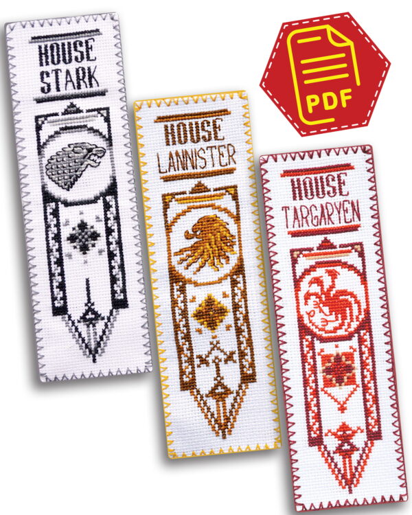 Counted Cross Stitch Pattern of Bookmark "Game of Thrones: The Great Houses of the Seven Kingdoms" - Download in PDF