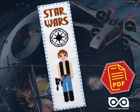 Free Bookmark Cross Stitch Pattern "Star Wars: Han Solo" - Download in PDF