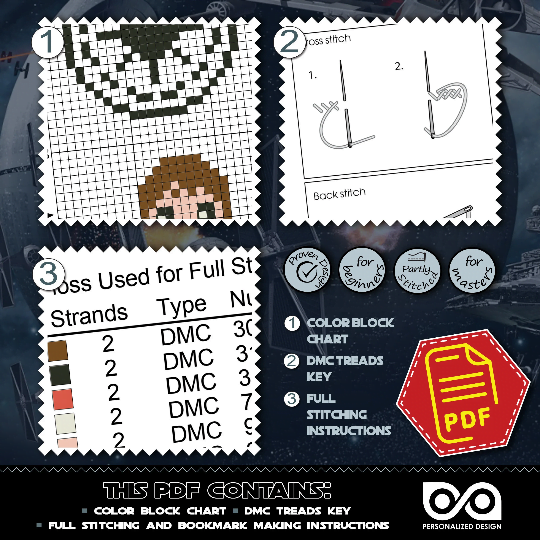 Free Bookmark Cross Stitch Pattern "Star Wars: Han Solo" - Download in PDF