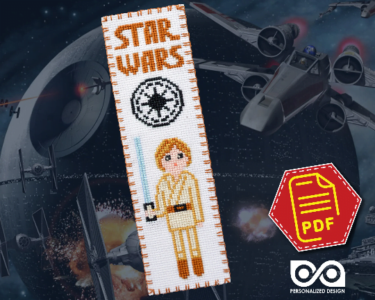 Counted Cross Stitch Pattern of Bookmark "Star Wars: Luke Skywalker" - Download in PDF