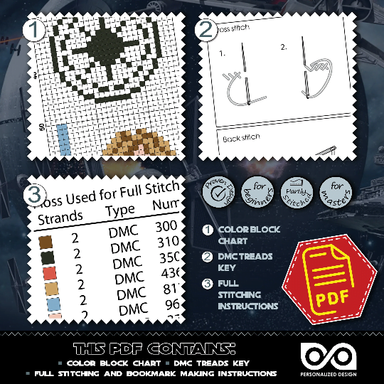 Counted Cross Stitch Pattern of Bookmark "Star Wars: Luke Skywalker" - Download in PDF