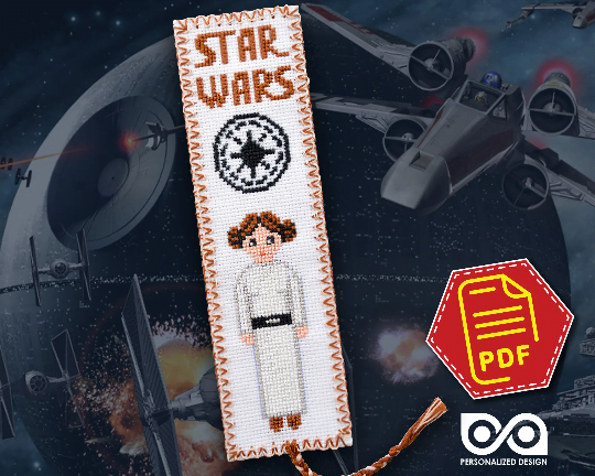 Counted Cross Stitch Pattern of Bookmark "Star Wars: Princess Leia" - Download in PDF