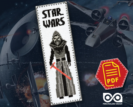 Counted Cross Stitch Pattern of Bookmark "Star Wars: Kilo Ren" - Download in PDF