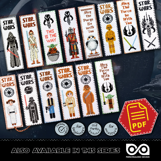 Free Counted Cross Stitch Pattern of Bookmark "Star Wars: R2D2" - Download in PDF