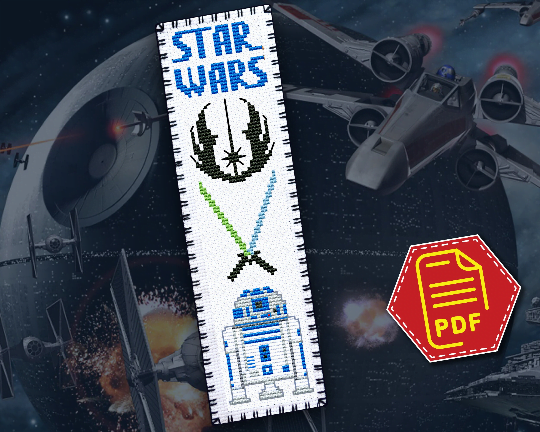 Free Counted Cross Stitch Pattern of Bookmark "Star Wars: R2D2" - Download in PDF
