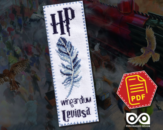 Counted Cross Stitch Kit of Bookmark "Harry Potter: Wingardium Leviosa" - Download in PDF