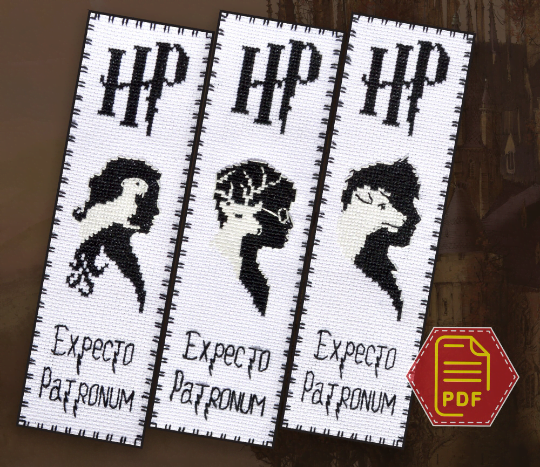 Set of 3 Cross Stitch Patterns of Bookmarks "Patronuses: Spirit Guardians" - Download in PDF