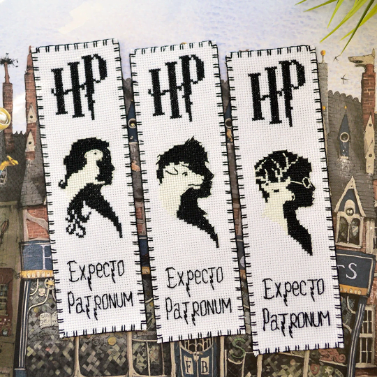 Set of 3 Cross Stitch Patterns of Bookmarks "Patronuses: Spirit Guardians" - Download in PDF
