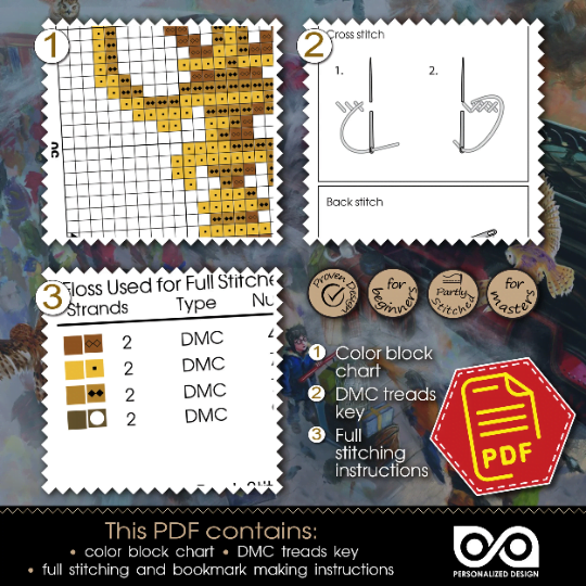 Counted Cross Stitch Bookmark Pattern "Alohomora-Unlocking Charm" - Download in PDF