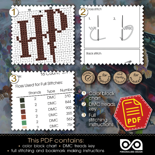 Counted Cross Stitch Bookmark Pattern "Professor of Hogwarts: Rubeus Hagrid" - Download in PDF