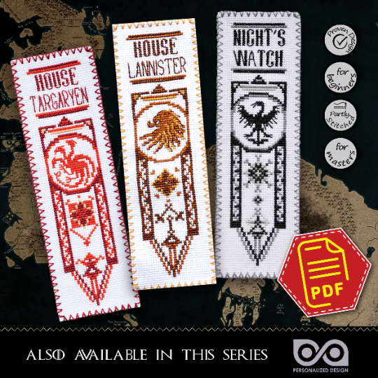 Counted Cross Stitch Pattern of Bookmark "Game of Thrones: The Great Houses of the Seven Kingdoms" - Download in PDF