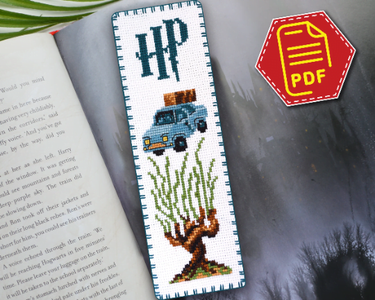 Counted Cross Stitch Bookmark Pattern "Harry Potter: Whomping Willow" - Download in PDF