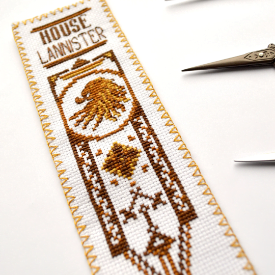 Free Counted Cross Stitch Pattern of Bookmark "Game of Thrones: House Lannister" - Download in PDF