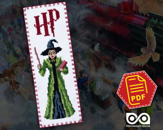 Free Counted Cross Stitch Bookmark Pattern "Professor of Hogwarts: Minerva McGonagall" - Download in PDF