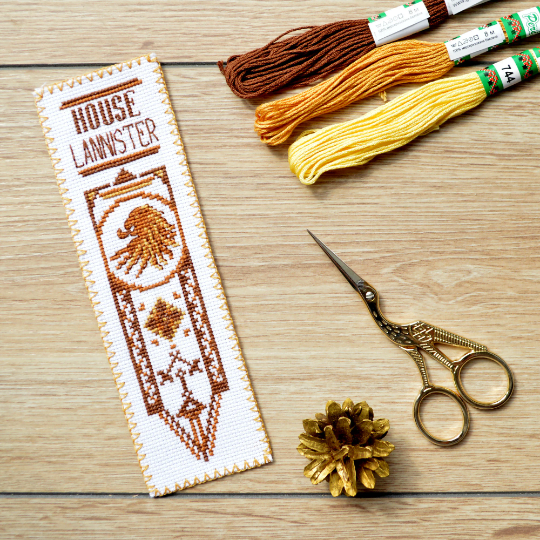 Free Counted Cross Stitch Pattern of Bookmark "Game of Thrones: House Lannister" - Download in PDF