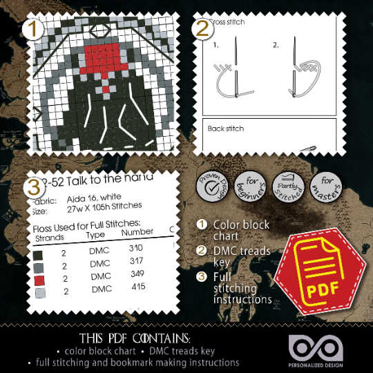 Counted Cross Stitch Pattern of Bookmark "Game of Thrones: The Hand of the King" – Download in PDF