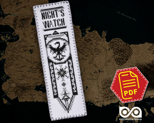 Counted Cross Stitch Pattern of Bookmark "Game of Thrones: Night's Watch" - Download in PDF