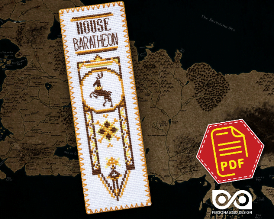 Counted Cross Stitch Pattern of Bookmark "Game of Thrones: House Baratheon" - Download in PDF