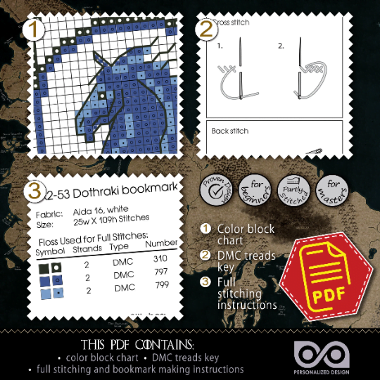 Counted Cross Stitch Pattern of Bookmark "Game of Thrones: Dothraki Clan" - Download in PDF