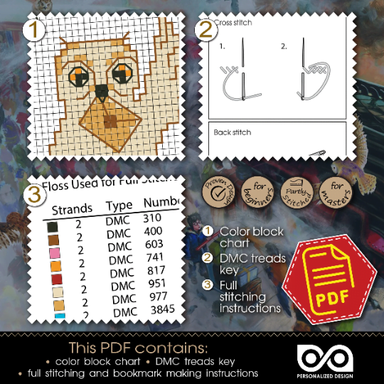 Harry Potter Bookmark Cross Stitch Pattern "Hedwig the Owl" – Download in PDF