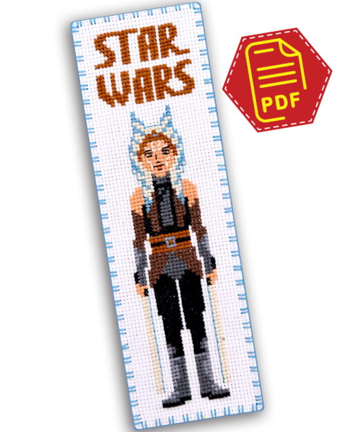 Counted Cross Stitch Pattern of Bookmark "Star Wars: Ahsoka Tano" - Download in PDF