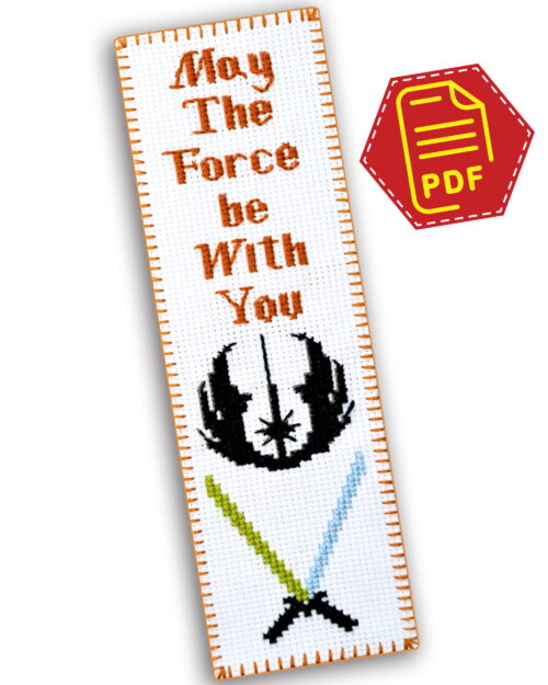 FREE Cross Stitch Pattern of Bookmark "Star Wars: Jedi Lightsabers" - Download in PDF