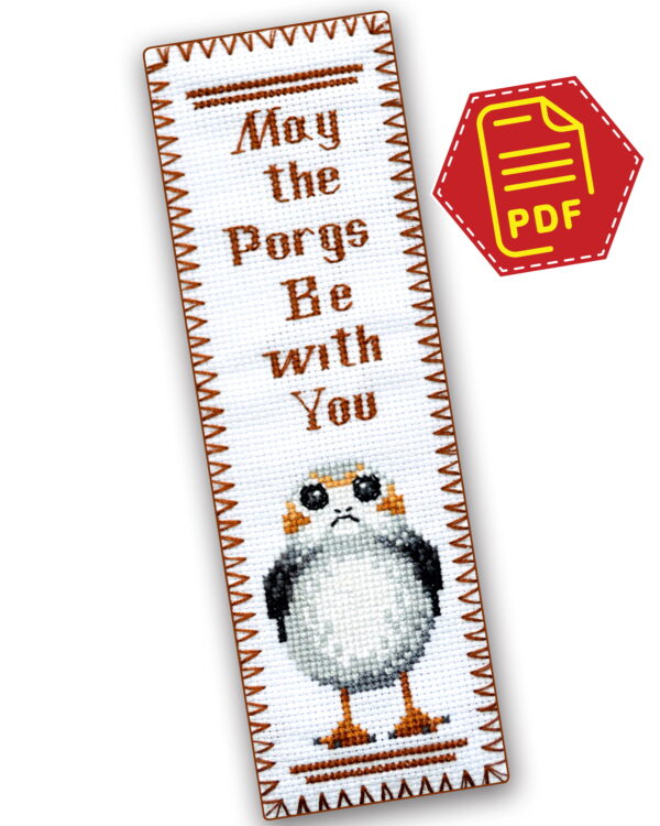 Counted Cross Stitch Pattern of Bookmark "Star Wars: Porg" - Download in PDF