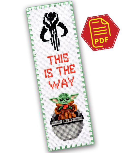 Counted Cross Stitch Pattern of Bookmark "Star Wars: Baby Mandalorian" - Download in PDF