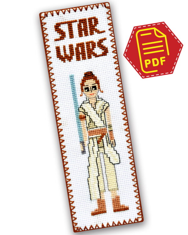 Counted Cross Stitch Pattern of Bookmark "Star Wars: Rey Skywalker" - Download in PDF