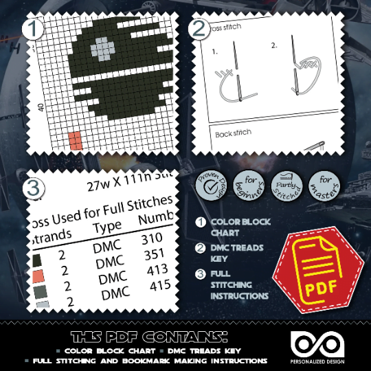 Counted Cross Stitch Pattern of Bookmark "Star Wars: Darth Vader" - Download in PDF