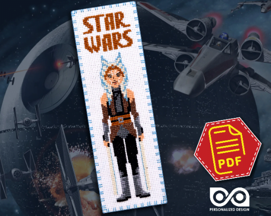 Counted Cross Stitch Pattern of Bookmark "Star Wars: Ahsoka Tano" - Download in PDF