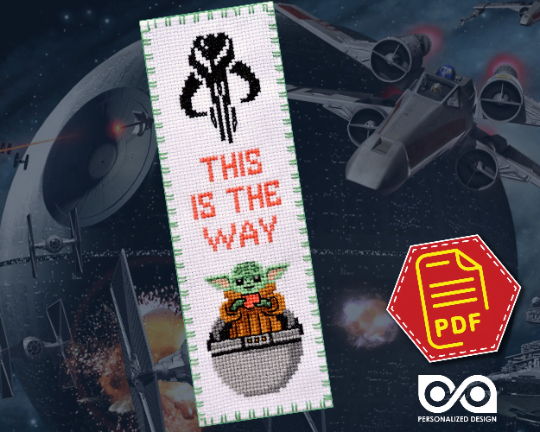 Counted Cross Stitch Pattern of Bookmark "Star Wars: Baby Mandalorian" - Download in PDF