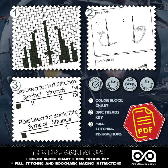 Free Counted Cross Stitch Pattern of Bookmark "Star Wars: Jedi Order" - Download in PDF