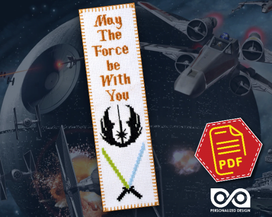FREE Cross Stitch Pattern of Bookmark "Star Wars: Jedi Lightsabers" - Download in PDF