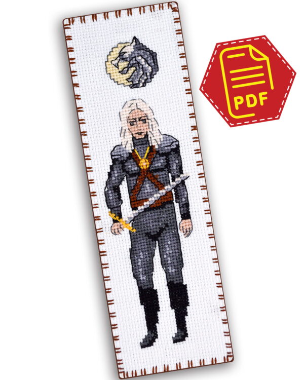 Counted Cross Stitch Pattern of Bookmark "The Witcher: Geralt of Rivia" - Download in PDF