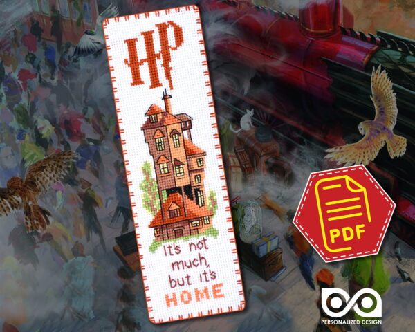 Counted Cross Stitch Bookmark Pattern "The Burrow: It's Not Much But It's Home" - Download in PDF